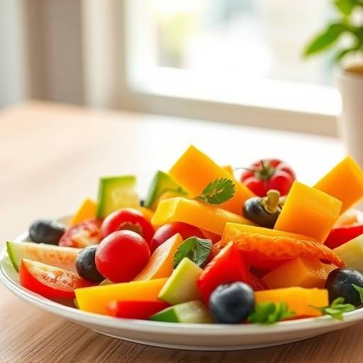 A balanced plate of colorful fruits and vegetables, representing nutritional guidance.
