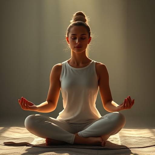 A serene individual meditating peacefully, representing mental wellness and stress reduction.