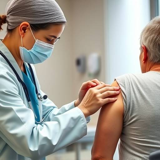 Doctor administering a vaccine to a patient